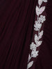 Dark Red Floral Embroidery Crepe Silk Ready To Wear Saree with Designer Blouse - Diadem