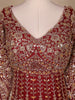 Dark Red Floral Embroidery Net Bridal Gown - Diadem