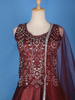 Dark Red Floral Embroidery Organza Gown
