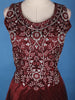 Dark Red Floral Embroidery Organza Gown