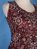 Dark Red Floral Embroidery Organza Gown