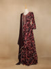 Dark Red Floral Printed Crepe Gown
