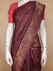 Dark Red Floral Weave Semi Tussar Saree