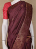 Dark Red Floral Weave Semi Tussar Saree