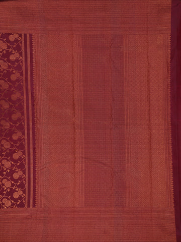 Dark Red Floral Woven Pure Kanchipuram Silk Saree - Diadem