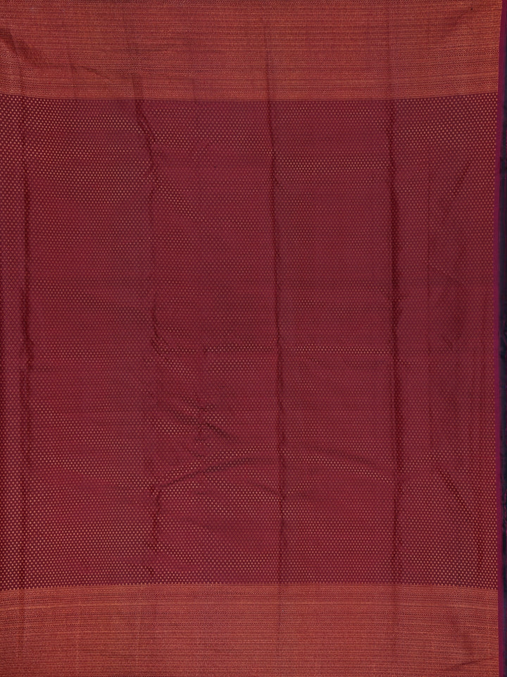 Dark Red Floral Woven Pure Kanchipuram Silk Saree - Diadem