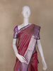 Dark Red Floral Woven Pure Kanchipuram Silk Saree - Diadem