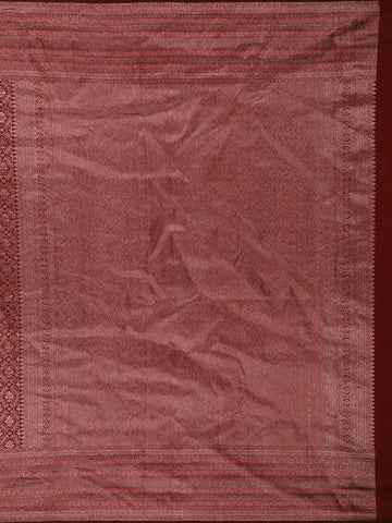 Dark Red Floral Woven Pure Kanchipuram Silk Saree - Diadem