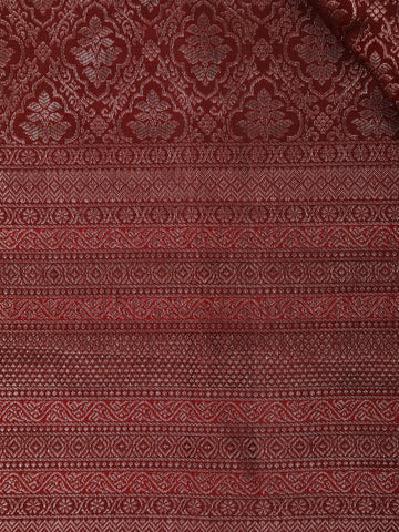 Dark Red Floral Woven Pure Kanchipuram Silk Saree - Diadem