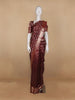Dark Red Floral Woven Pure Kanchipuram Silk Saree - Diadem