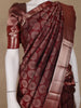 Dark Red Floral Woven Pure Kanchipuram Silk Saree - Diadem