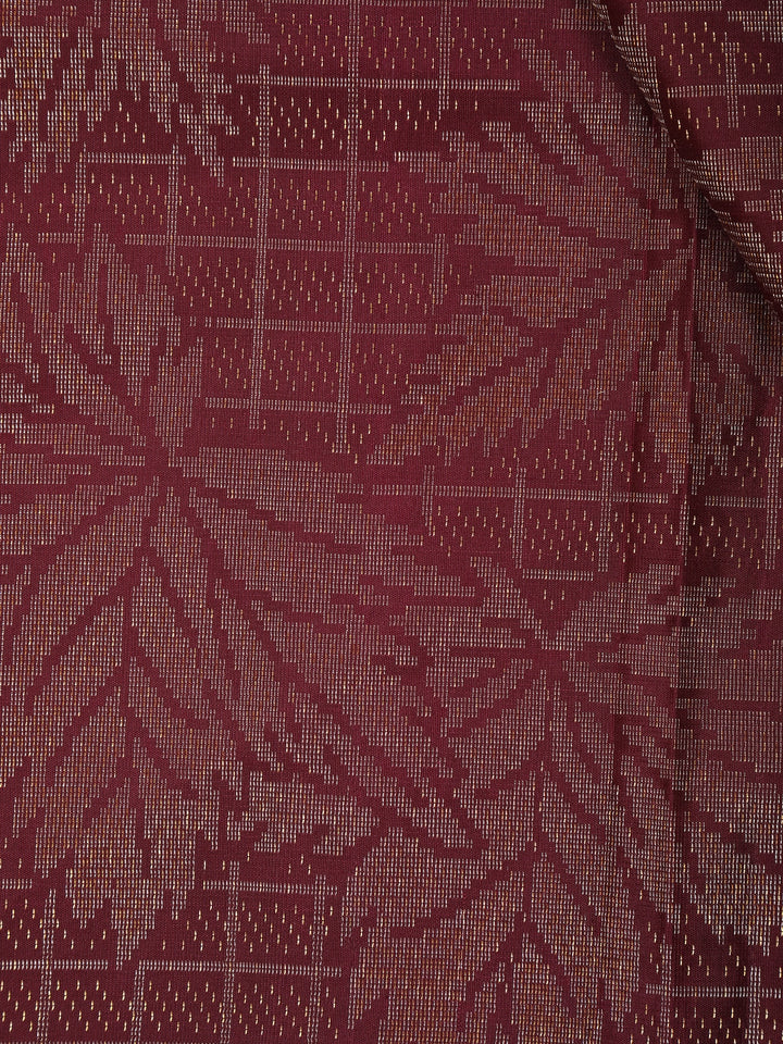 Dark Red Floral Woven Pure Kanchipuram Silk Saree - Diadem