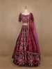 Dark Red Georgette Floral Designed Bridal Lehenga