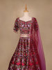 Dark Red Georgette Floral Designed Bridal Lehenga
