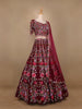 Dark Red Georgette Floral Designed Bridal Lehenga