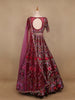 Dark Red Georgette Floral Designed Bridal Lehenga