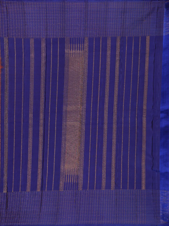 Dark Red Stripes Woven Pure Kanchipuram Silk Saree - Diadem