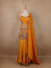 Dark Yellow Floral Embroidery Organza Palazzo Salwar Suit