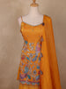 Dark Yellow Floral Embroidery Organza Palazzo Salwar Suit