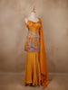 Dark Yellow Floral Embroidery Organza Palazzo Salwar Suit