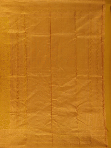 Dark Yellow Floral Woven Pure Kanchipuram Silk Saree - Diadem