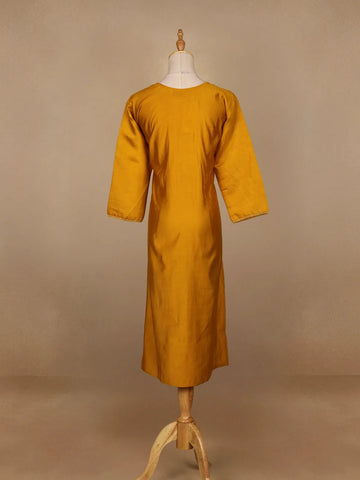 Dark Yellow Plain Cotton Rayon Kurti - Diadem