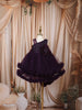 Deep Aubergine Purple 3D Floral Appliqué Sequins Embroidered Design Ruffled Layered Tulle Net Party Wear Frock