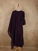 Deep Aubergine Purple Floral Thread Embroidered Design Georgette Salwar Suit with Dupatta