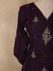 Deep Aubergine Purple Floral Thread Embroidered Design Georgette Salwar Suit with Dupatta
