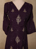 Deep Aubergine Purple Floral Thread Embroidered Design Georgette Salwar Suit with Dupatta
