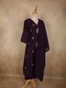 Deep Aubergine Purple Floral Thread Embroidered Design Georgette Salwar Suit with Dupatta