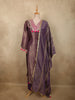 Deep Aubergine Purple Floral Zari Woven Design Banarasi Silk Salwar Suit