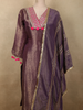 Deep Aubergine Purple Floral Zari Woven Design Banarasi Silk Salwar Suit
