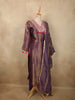 Deep Aubergine Purple Floral Zari Woven Design Banarasi Silk Salwar Suit