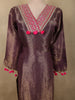 Deep Aubergine Purple Floral Zari Woven Design Banarasi Silk Salwar Suit