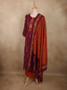 Deep Berry Wine Ikat Printed Design Cotton Salwar Suit with Dupatta