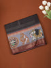 Deep Black Abstract Printed Design Chiffon Saree with Contrast Elephant Motif Border