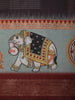 Deep Black Abstract Printed Design Chiffon Saree with Contrast Elephant Motif Border