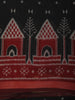 Deep Black Abstract Printed Design Mixed Cotton Saree with Contrast Border