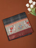 Deep Black Checked Printed Design Chiffon Saree with Contrast Cow Motif Border
