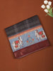 Deep Black Checked Printed Design Chiffon Saree with Contrast Cow Motif Border