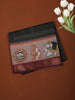 Deep Black Checked Printed Design Chiffon Saree with Contrast Elephant Motif Border
