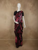 Deep Black Floral Printed Design Net Fancy Saree