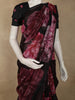Deep Black Floral Printed Design Net Fancy Saree