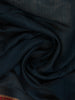 Deep Blue Solid Design Floral Motif Border Cotton Saree - Diadem