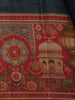 Deep Blue Solid Design Floral Motif Border Cotton Saree - Diadem