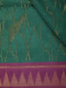 Deep Bottle Green Abstract Zari Woven Design Semi Tussar Saree with Contrast Temple Zari Border