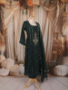 Deep Bottle Green Beads Embroidered Design Crepe Silk Straight Cut Salwar Suit with Matching Dupatta