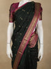 Deep Bottle Green Butta Zari Woven Design Pure Kanchipuram Silk Saree with Contrast Zari Border