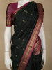 Deep Bottle Green Butta Zari Woven Design Pure Kanchipuram Silk Saree with Contrast Zari Border